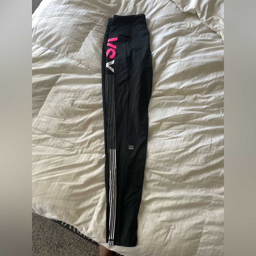 VSX Black Running Pants with Pink and White Stripes